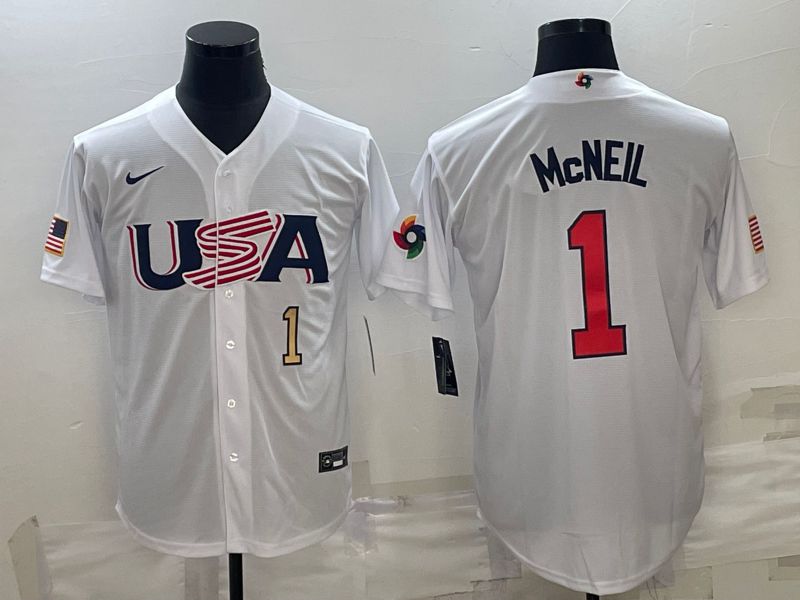 Men 2023 World Cub USA #1 Mcneil White Nike MLB Jersey9->more jerseys->MLB Jersey